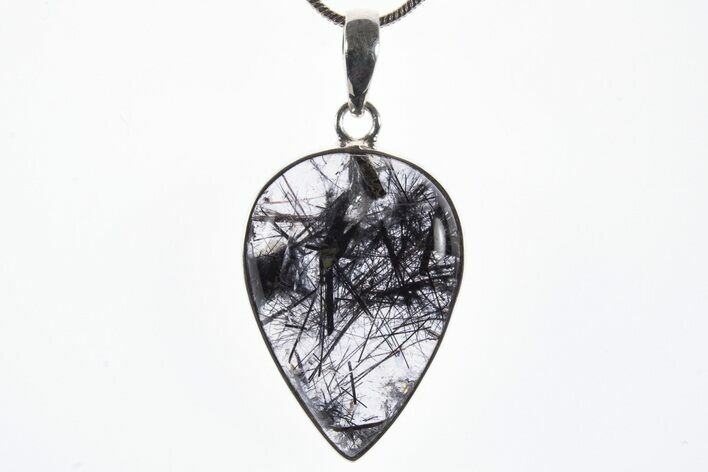 Glassy Tourmalinated Quartz Pendant - Sterling Silver #339826